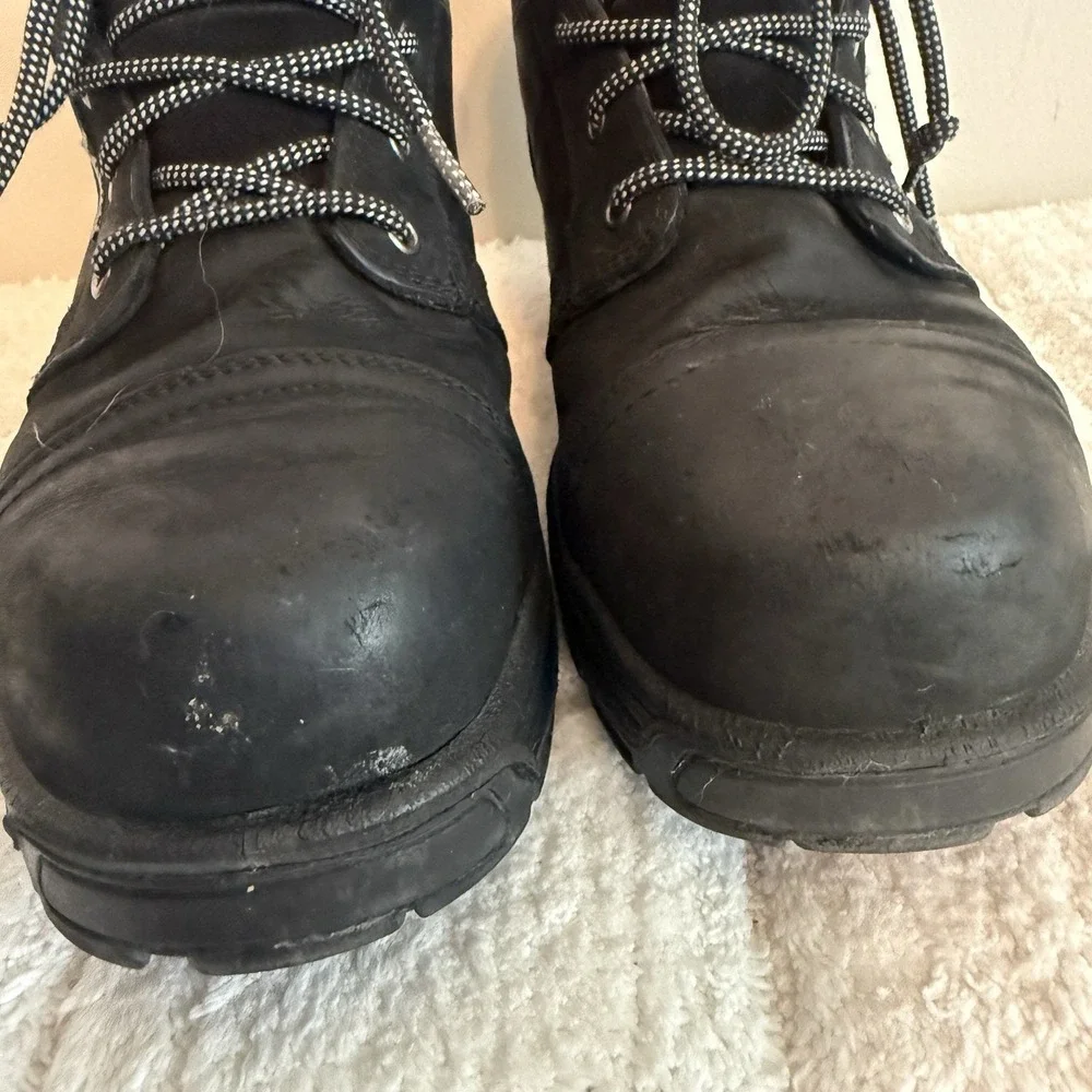 Royer Mens Black Leather Workboots 9R Composite Toe Lace Up CSA Approved Safety